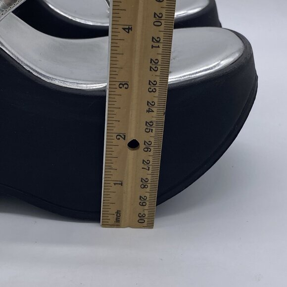 Demonia Dynamite Platform Wedge Sz 7 Silver Star Cutout Rave EDM Festival Gothic - Picture 15 of 15